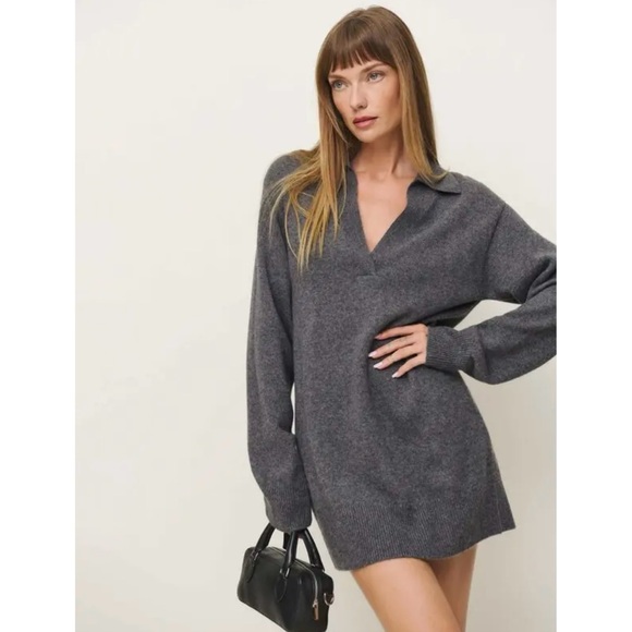 Reformation Dresses & Skirts - NEW Reformation Maeve Cashmere Polo Dress in Thunder Gray